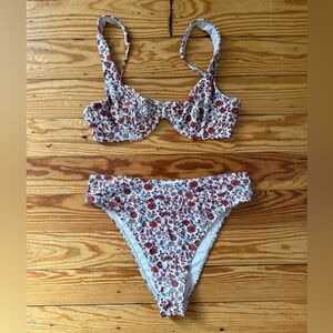 Abercrombie & Fitch Floral White Red Bikini Set Sz M